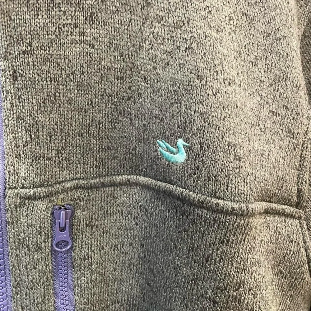 Southern Marsh Gray Fleece Jacket with Purple Trim Size M